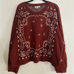 Rusty Red Bandana Print Cropped Sweater